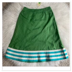 NWT Boden Canonbury Linen A-Line Skirt Green Blue Size 4